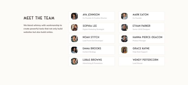 Meet the Team Cards Section